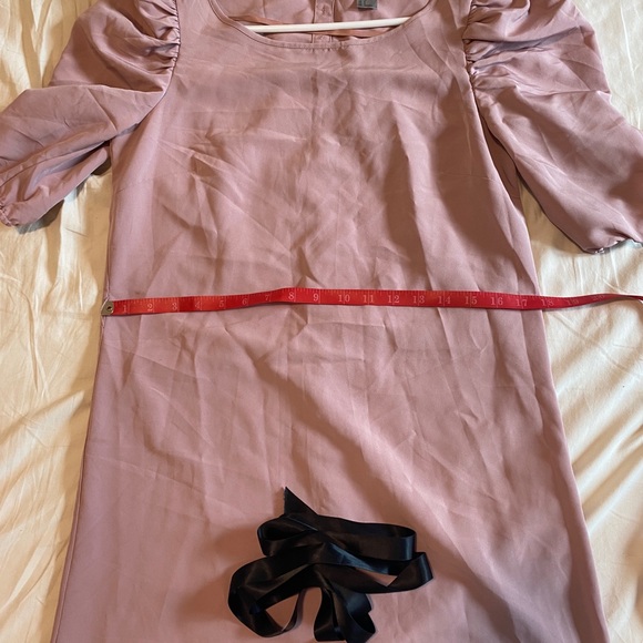 H&M Dress, Sleeved, Pink. With black tie belt. - Picture 3 of 4